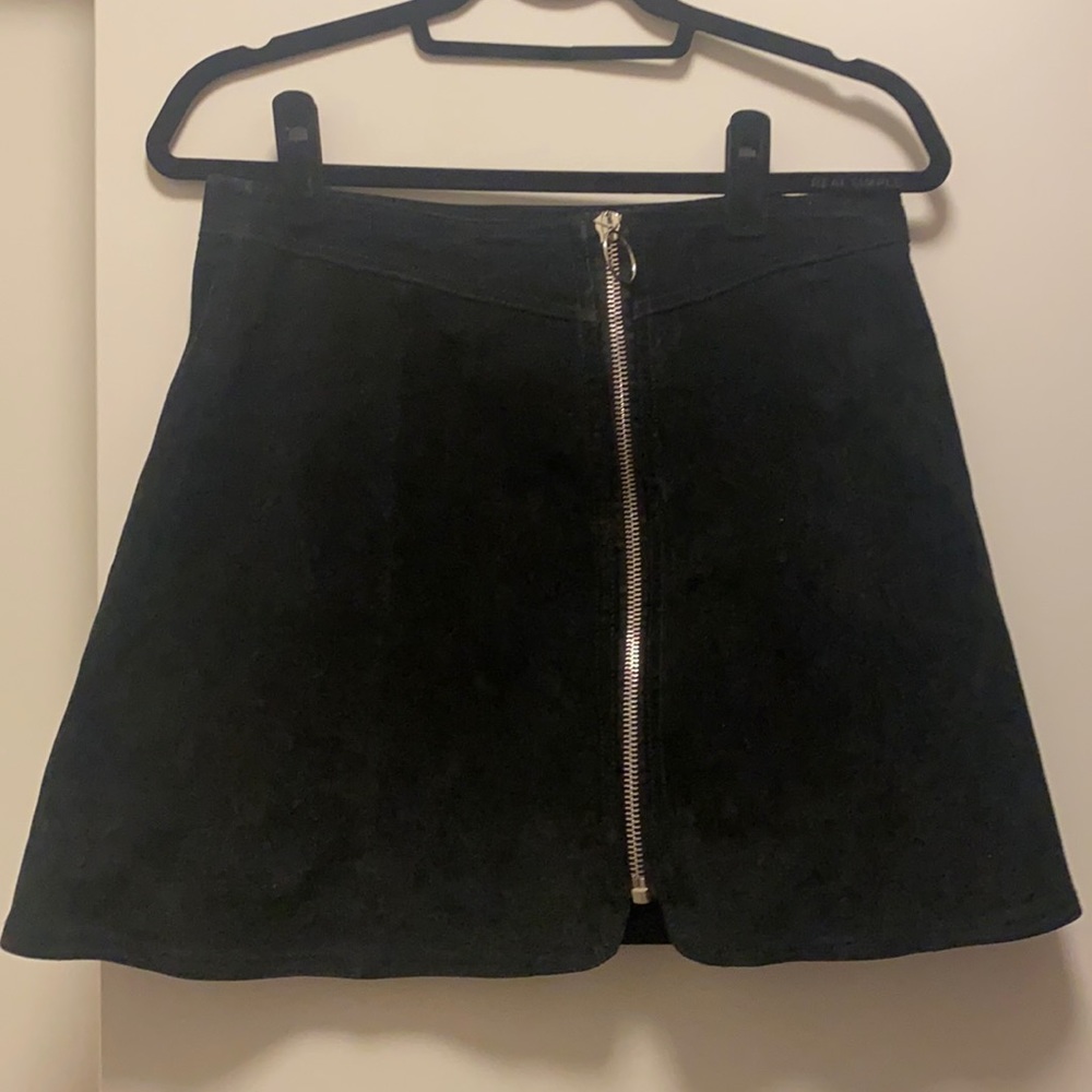 Black suede mini skirt